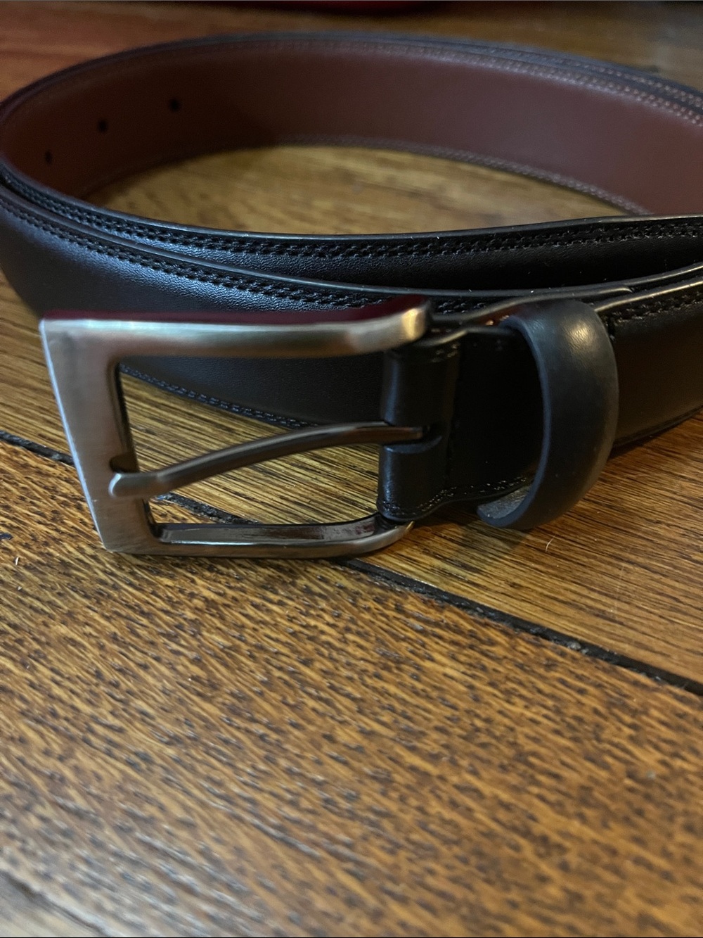 Classic Leather Men’s Belt — Black/Brown size 34/36 M